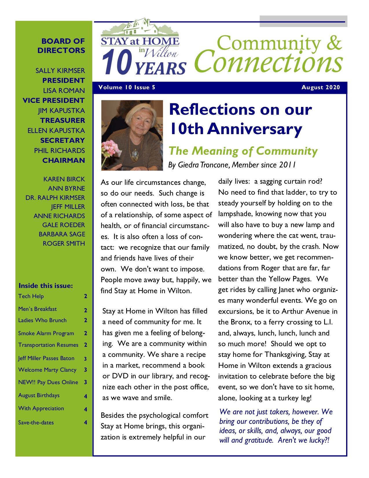 August 2020 Newsletter Cover